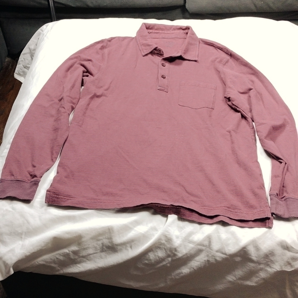 LL Bean men's long sleeved polo shirt size M Regular
